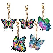 Butterfly DIY Diamond Painting Pendant Decoration Kits, Including Acrylic Board, Pendant Decoration Clasp, Bead Chain, Rhinestones Bag, Diamond Sticky Pen, Tray Plate and Glue Clay, Mixed Color, 70x50mm(PW-WG10066-01)