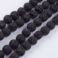 Natural Lava Rock Beads Strands, Round, 8mm, Hole: 1mm, about 49pcs/strand, 15.15 inch(G-F436-8mm)