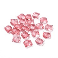 Glass Beads, for Jewelry Making, Cat, Cerise, 12.5x14x6.5mm, Hole: 1mm(GLAA-G079-02H)