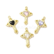 Rack Plating Alloy Pendants, with Rhinestone, Cadmium Free & Nickel Free & Lead Free, Cross, Golden, 26x17x4.5mm, Hole: 1.6mm(FIND-C049-14G)