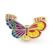 Butterfly Enamel Pin, Gold Plated Alloy Lapel Pin Brooch for Backpack Clothes, Yellow, 17.5x29x1.5mm(JEWB-E016-02G-04)