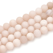 Natural White Jade Beads Strands, Frosted, Dyed, Imitation Sunstone, Round, 8mm, Hole: 1mm, about 47pcs/strand, 15.5 inch(G-T106-251-1)