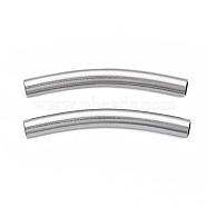 201 Stainless Steel Beads, Curve Tube, Stainless Steel Color, 35x6.5x4mm, Hole: 3mm(STAS-N092-130D-01)