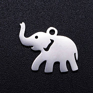 201 Stainless Steel Pendants, Elephant, Stainless Steel Color, 12x17x1mm, Hole: 1.5mm(STAS-Q201-JN286-1)