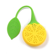 Silicone Tea Infuser, Lemon Creative Fruit Tea Strainer, for Tea Lovers, Yellow, 180x50x18mm, Inner Diameter: 13x39mm(AJEW-F056-01A)