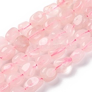 Natural Rose Quartz Beads Strands, Nuggets, Tumbled Stone, 7~12x6~8x5~7mm, Hole: 1mm, about 43~44pcs/strand, 15.47~15.63''(39.3~39.7cm)(G-G146-A08-01)