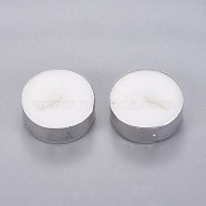 Paraffin Candles, with Aluminum, Flat Round, White, 37.2x14.8mm, 2pcs/set(DIY-WH0143-86)