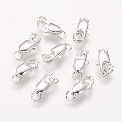 Brass Lobster Claw Clasps, Cadmium Free & Nickel Free & Lead Free, Silver, 16x6mm, Hole: 2.5mm(KK-KK802-S-NR)