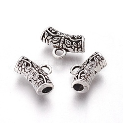 Tibetan Style Alloy Tube Bails, Loop Bails, Antique Silver, 9x14x5mm, Hole: 2mm, Inner Diameter: 3mm(PALLOY-F224-21AS)