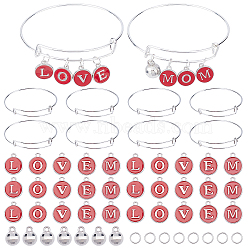 PandaHall Elite DIY Bangle Making Kits, Including 120Pcs 6 Style Platinum Plated Alloy Enamel & CCB Plastic Charms, 10Pcs Adjustable Iron Expandable Bangle Making, 150Pcs Iron Open Jump Rings, Platinum, Pendants: 13.5~14x10~12x2~10mm, Hole: 1.5~1.6mm(DIY-PH0003-73)