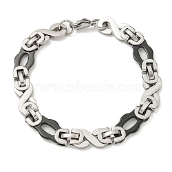 Two Tone 304 Stainless Steel Oval & Infinity Link Chain Bracelet, Black, 9-1/8 inch(23.1cm), Wide: 11mm(BJEW-B078-36BP)