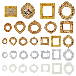 21Pcs 21 Styles Retro Resin Photo Frames, for Pictures Embossed Photo Props Wall Decor Accessories, Mixed Color, 38~72x28~55x5~9mm, 1pc/style(AJEW-AR0005-22)