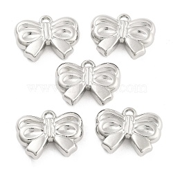 CCB Plastic Pendants, Bowknot, Platinum, 17x22x5.5mm, Hole: 2.5mm, about 373pcs/500g(CCB-S164-49P)