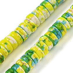 Baking Paint Synthetic Turquoise Beads Strands, with Enamel, Disc, Yellow, 6~6.5x2.5mm, Hole: 1~1.2mm, about 133~134pcs/strand, 14.57''(37cm)(G-H060-02B-01)