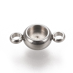 Tarnish Resistant 304 Stainless Steel Links Connectors Settings, Plain Edge Bezel Cups, Flat Round, Stainless Steel Color, Tray: 4mm, 12x6.5x3mm, Hole: 1.8mm(STAS-K202-02B-P)