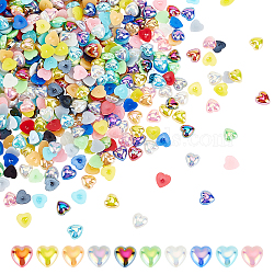 ARRICRAFT 1000Pcs 10 Colors ABS Plastic Imitation Pearl Cabochons, AB Color Plated, Heart, Mixed Color, 7.5x7.5x2.5mm, 100pcs/color(PACR-AR0001-03)