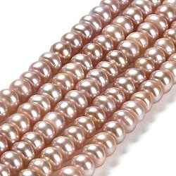 Natural Cultured Freshwater Pearl Beads Strands, Grade 5A, Rondelle, Rosy Brown, 5~6x4~5mm, Hole: 0.8mm, about 82~94pcs/strand, 14.17''~14.37''(36~36.5cm)(PEAR-J007-05)