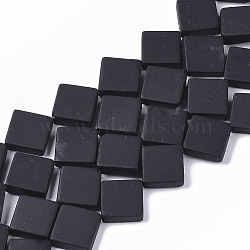 Natural Black Stone Beads Strands, Rhombus, 19x19x5mm, Hole: 1.2mm, Diagonal Length: 19mm, Side Length: 14mm, about  22pcs/Strand, 16.14 inch(41 cm)(G-S364-023)