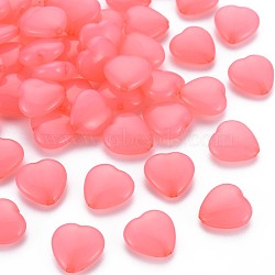 Transparent Acrylic Beads, Dyed, Heart, Salmon, 13.5x14x6mm, Hole: 1.5mm, about 775pcs/500g(TACR-S154-54E-03)