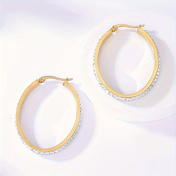 Elegant Gold Plated Geometric Hoop Earrings with Sparkling Crystals, Ring