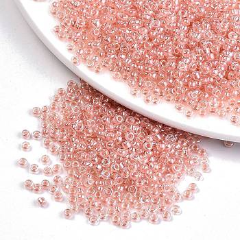 (Repacking Service Available) 12/0 Glass Seed Beads, Transparent Inside Colours Luster, Round Hole, Round, Dark Salmon, 12/0, 2~2.5x1.5~2mm, Hole: 0.8mm, about 800pcs/bag