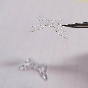Transparent Acrylic Beads, Wing, Clear, 19.4x8.8mm, Hole: 3mm