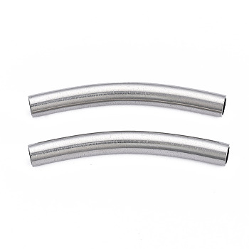 201 Stainless Steel Beads, Curve Tube, Stainless Steel Color, 35x6.5x4mm, Hole: 3mm