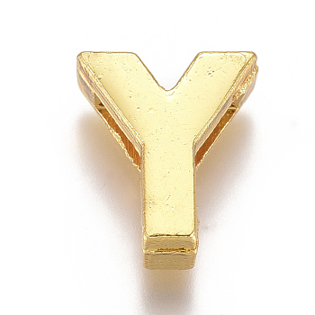 Alloy Slide Charms, Letter Y, 12.5x10.5x4mm, Hole: 1.5x8mm