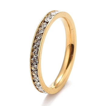 304 Stainless Steel Rhinestone Rings, Child Finger Rings, Golden, US Size 3(14mm)