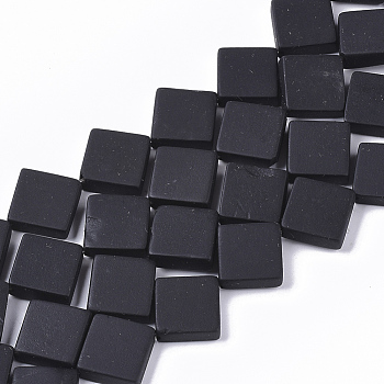 Natural Black Stone Beads Strands, Rhombus, 19x19x5mm, Hole: 1.2mm, Diagonal Length: 19mm, Side Length: 14mm, about  22pcs/Strand, 16.14 inch(41 cm)
