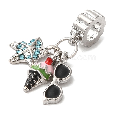 Rack Plating Alloy Aquamarine Rhinestone European Dangle Charms(PALLOY-S189-25P)-2