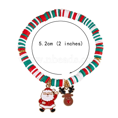 10Pcs 10 Styles Polymer Clay Heishi Beaded Stretch Bracelet Sets for Christmas(BJEW-JB06128)-2
