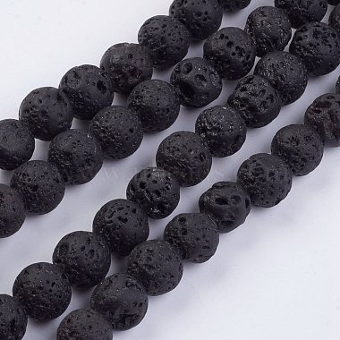 8mm Black Round Lava Beads