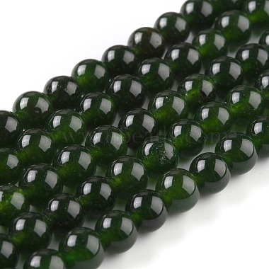 Dark Green Round White Jade Beads