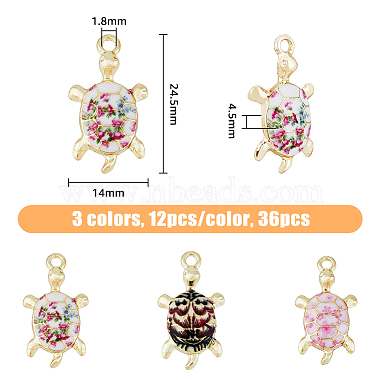 HOBBIESAY 36Pcs 3 Colors Rack Plating Alloy Enamal Pendants(ENAM-HY0001-09)-2