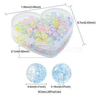 100Pcs 5 Colors Transparent Crackle Acrylic Beads(CACR-FS0001-02)-5