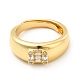 Rack Plating Brass Micro Pave Clear Cubic Zirconia Adjustable Rings(RJEW-E064-16G)-2