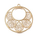 Hollow Alloy Enamel Pendants, Flat Round Charms, Golden, 41x38x1.5mm, Hole: 2mm(FIND-C097-07A-G)