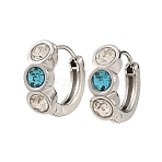 304 Stainless Steel Micro Pave Cubic Zirconia Hoop Earrings for Women, Round, Stainless Steel Color, 14.5x17.5x5.5mm(SA-CBAABBA-15P)