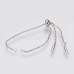 Brass Bracelet Making, Slider Bracelets, Cadmium Free & Lead Free, Platinum, 9 inch(230mm), 1.5mm(MAK-G007-01P-RS)