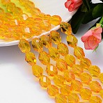 Faceted Polyhedron K9 Glass, Imitation Austrian Crystal Bead Strands, Grade AAA, Yellow, 13x10mm, Hole: 0.9~1mm, about 30pcs/strand, 15.7 inch(G-M190-13x10mm-08A)