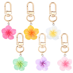 12Pcs 6 Colors Resin Pendant Decorations, Flower, with Alloy Swivel Clasps, Mixed Color, 63mm, 2pcs/color(HJEW-SC0002-81)