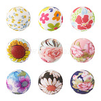 9Pcs 9Colors Printed Round Silicone Focal Beads, Mixed Color, 15x15mm, Hole: 2mm(SIL-TA0003-61B)