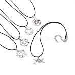 Witch Pentagram Alloy Pendants Necklaces, Waxed Cord Necklace for Women, Antique Silver, 18.11 inch(46cm)(NJEW-JN04543)