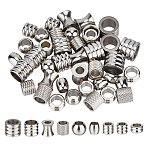 54Pcs 9 Style 201 & 304 Stainless Steel Beads, Large Hole Beads, Column & Rondelle, Stainless Steel Color, 6~10x4~8mm, Hole: 4~7mm, 6pcs/style(STAS-UN0048-89)