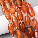 Natural Red Agate Beads Strands, Dyed & Heated, Bicone, Faceted, Chocolate, 20~24x12~14x12~14mm, Hole: 2mm, about 14pcs/strand, 16.14''(41cm)(G-P605-K01-01A)