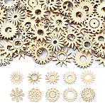 Unfinished Blank Wooden Slices for Painting Arts, Pyrography, Home Decoration, Cornsilk, Flower, 25.5~27.5x2mm, Hole: 1.2~14mm, 100pcs/set(WOOD-CJC0011-16A)