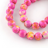 Dyed Natural Ocean White Jade Round Bead Strands, Deep Pink, 6mm, Hole: 1mm, about 62pcs/strand, 15.7 inch(G-R295-6mm-09)
