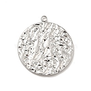 304 Stainless Steel Pendants, Textured, Flat Round Charms, Stainless Steel Color, 22.5x20x1.5mm, Hole: 1.6mm(STAS-E176-07P)
