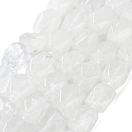 Natural Quartz Crystal Beads Strands, Rock Crystal Beads, with Seed Beads, Faceted, Rhombus, 12~15x9~12x9~12mm, Hole: 1~1.2mm, about 20~21pcs/strand, 15.20~15.51 inch(38.6~39.4cm)(G-C182-26-01)